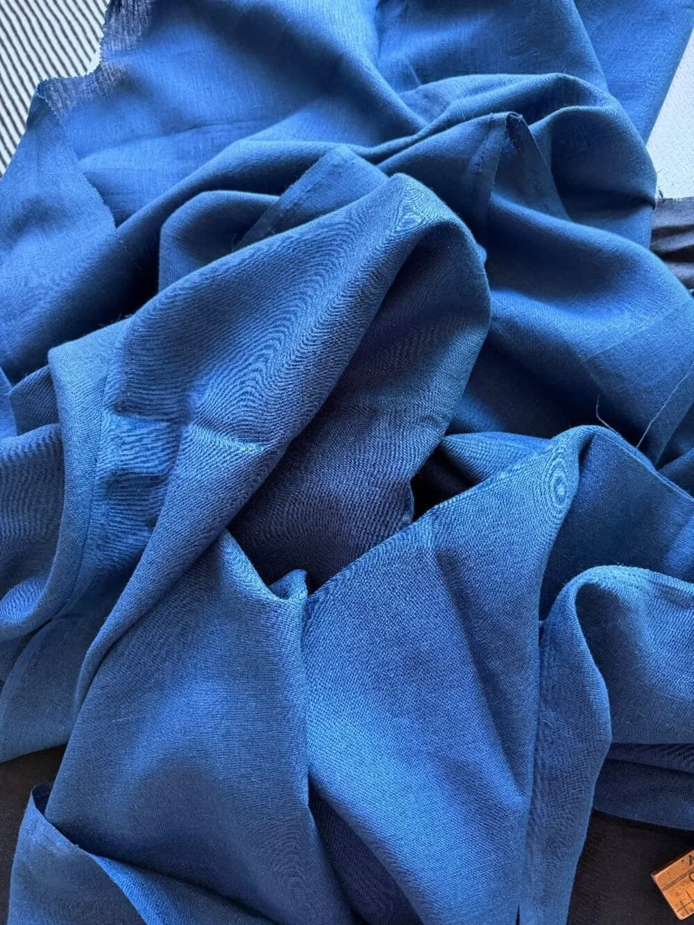 Insignia Blue Medium Weight 100% Linen Fabric 2 Yds
